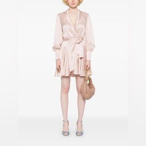 ZIMMERMANN Silk-satin Wrap Mini Dress In Petal size 3/ us size large NWT